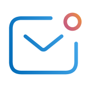 Blaues E-Mail-Symbol mit orangefarbenem Benachrichtigungspunkt