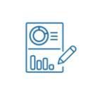 Ein Dokument mit Diagrammen und Grafiken, auf die ein Bleistift zeigt.