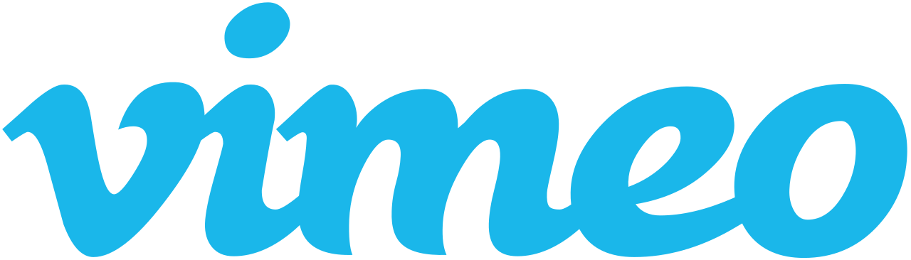 Vimeo-Logo in hellblauer Farbe mit dem Namen der Plattform.