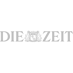 Logo der deutschen Wochenzeitung „Die Zeit“ in Grau, mit dem Titel und einem Wappen mit zwei Löwen.
