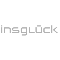 Insglück logo in grauer, serifenloser Schrift auf weißem Hintergrund.