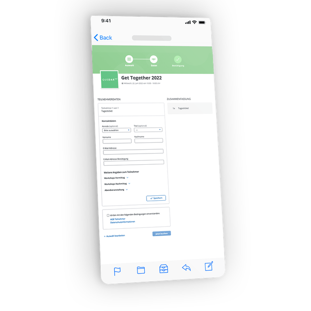 Smartphone-Bildschirm mit Bestelldetails auf weißem Hintergrund und grünen und weißen Schnittstellenelementen.