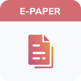 Symbol gestapelter Papierdokumente mit der Aufschrift „E-PAPER“ in einem rosa-orangefarbenen Farbverlauf.