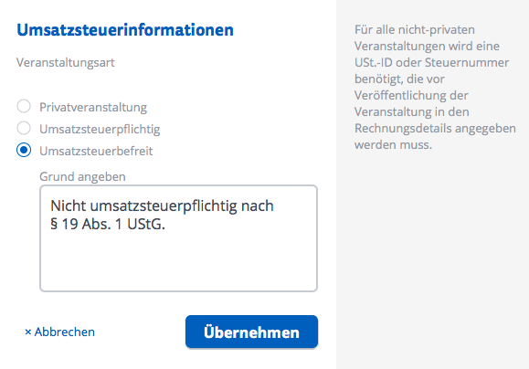Umsatzsteuerinformationen