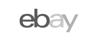 EBay-Logo in grauen Kleinbuchstaben auf weißem Hintergrund