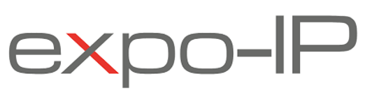 Das Expo-IP-Logo: grauer Text mit dem „x“ in „Expo“ in Rot.