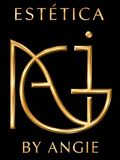 Logotipo dorado con el texto &laquo;EST&Eacute;TICA BY ANGIE&raquo; sobre fondo negro
