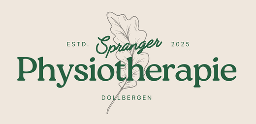 Ein Logo für Springer Physiotherapie mit einem Blatt auf weißem Hintergrund.