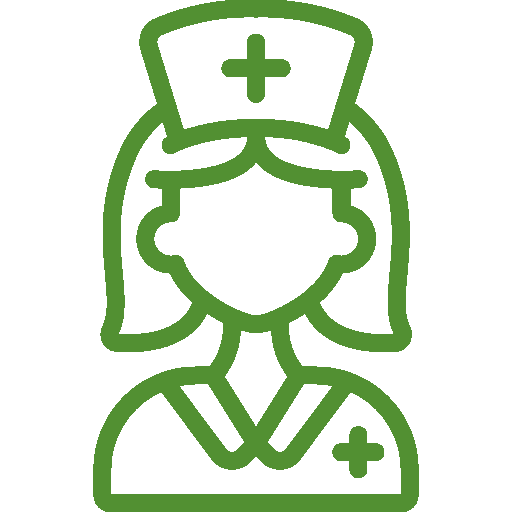 Ein grünes Symbol einer Krankenschwester mit einem Kreuz auf ihrem Hut | Ambulanter Pflegedienst Rotenburg
