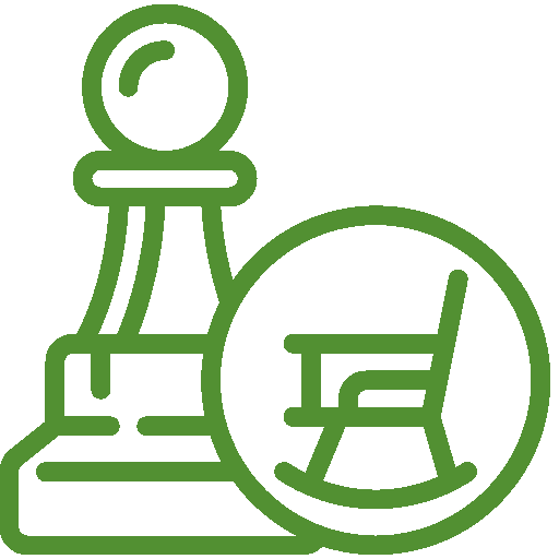 Ein grünes Symbol eines Schachspiels mit einem Pfeil und einem Kreis  | Ambulanter Pflegedienst Rotenburg