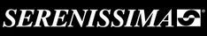 Un logo noir et blanc pour serenissimag sur fond noir
