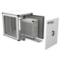 Un modelo 3D de una caja con un filtro dentro de ella.