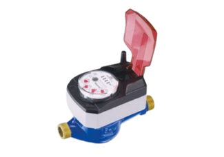 Blue centrifugal pump with flanges.