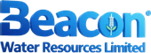 Logo of Beacon Water Resources Limited featuring water droplets and blue text.