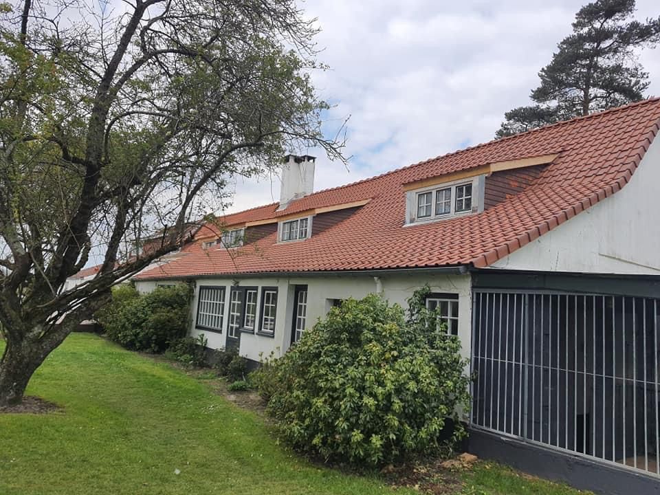 Maison de plain-pied avec toit en tuiles couleur brique