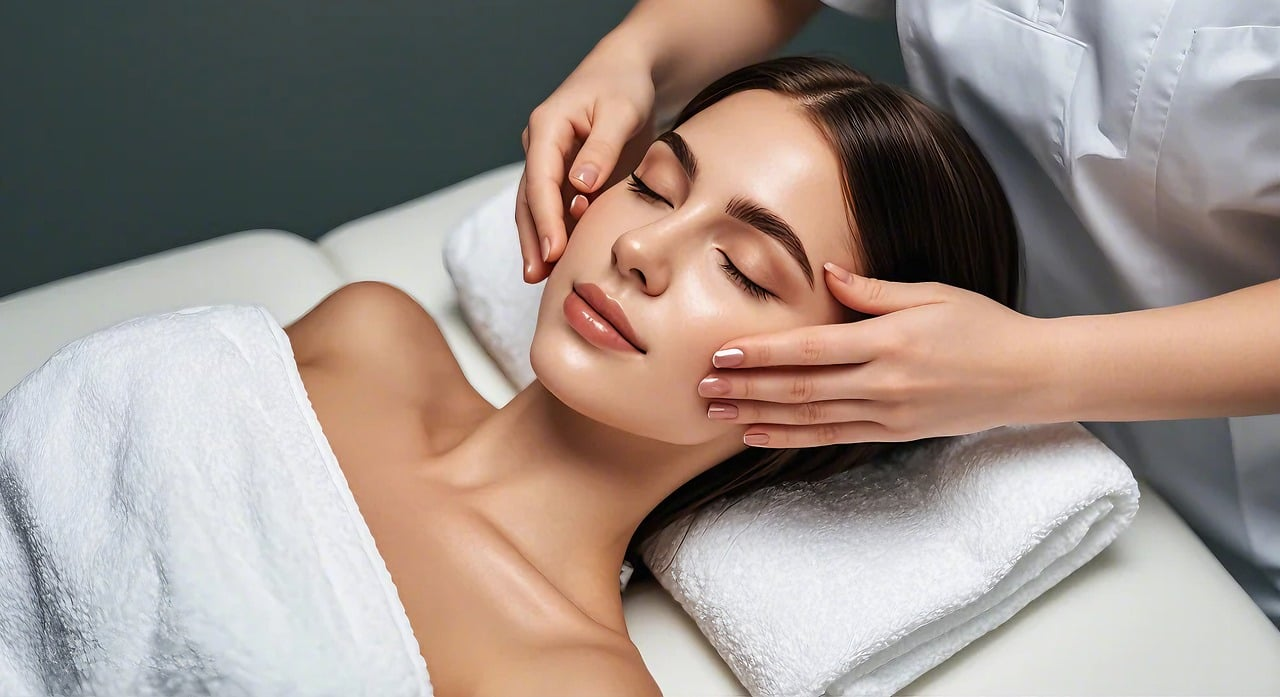 Massage de visage en cours