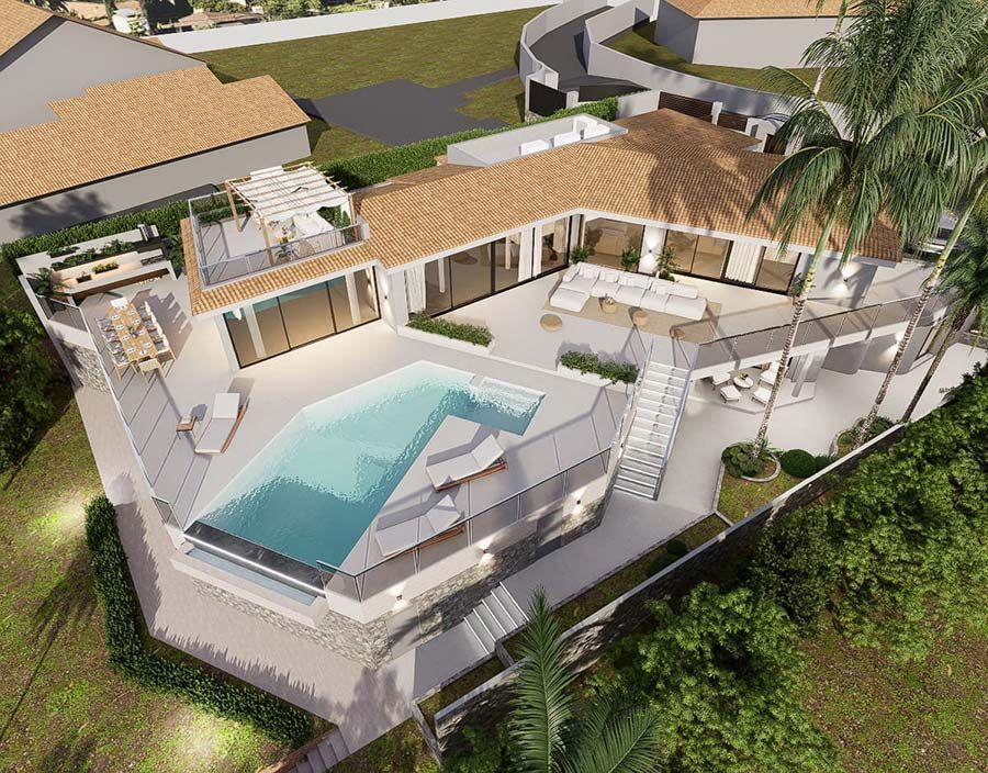 Una sala de estar con sofá, mesa de café y televisión.