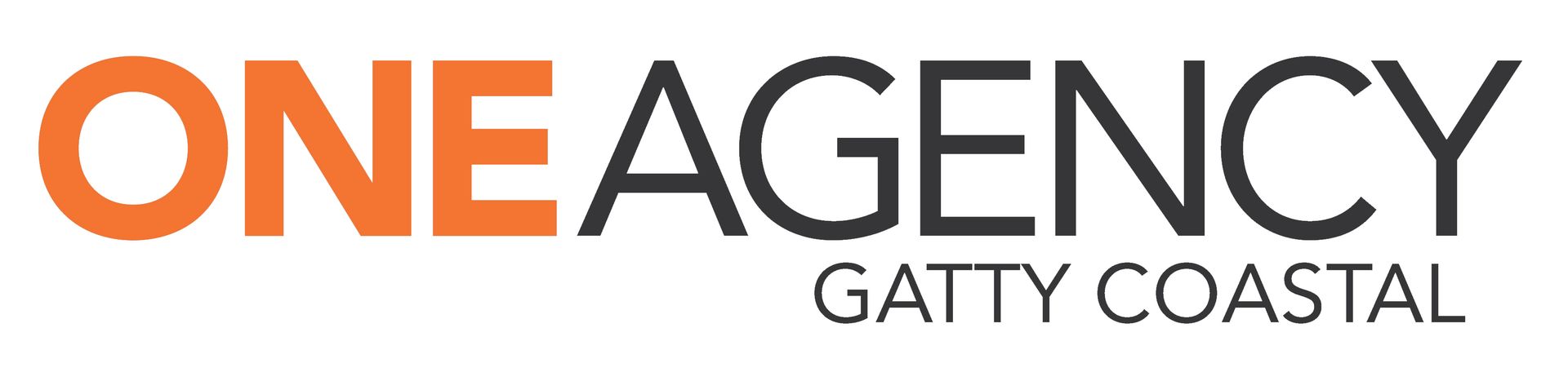 ONE AGENCY GATTY COASTAL logo in orange, black, and gray
