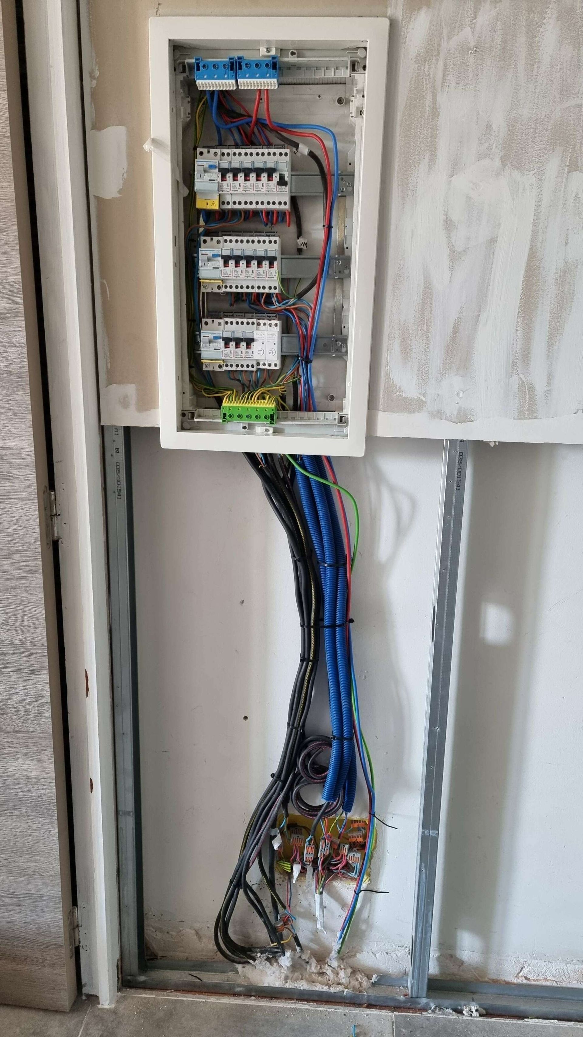 L'installation d'un boîtier électrique.