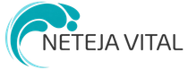 Logotipo de NETEJA VITAL con un gráfico circular de ondas en color verde azulado y texto gris sobre fondo blanco