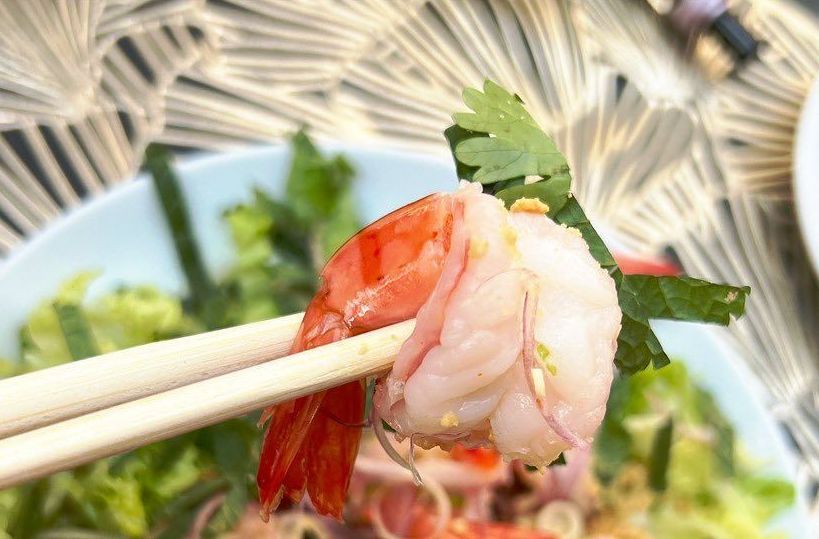 Crevette dans deux baguettes