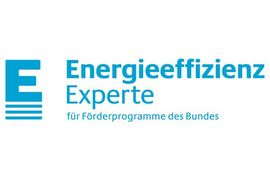 A blue and white logo for energieeffizienz experte