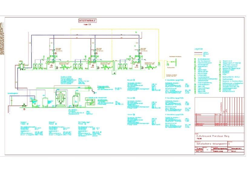 Eine Zeichnung eines Gebäudes mit vielen Informationen dazu