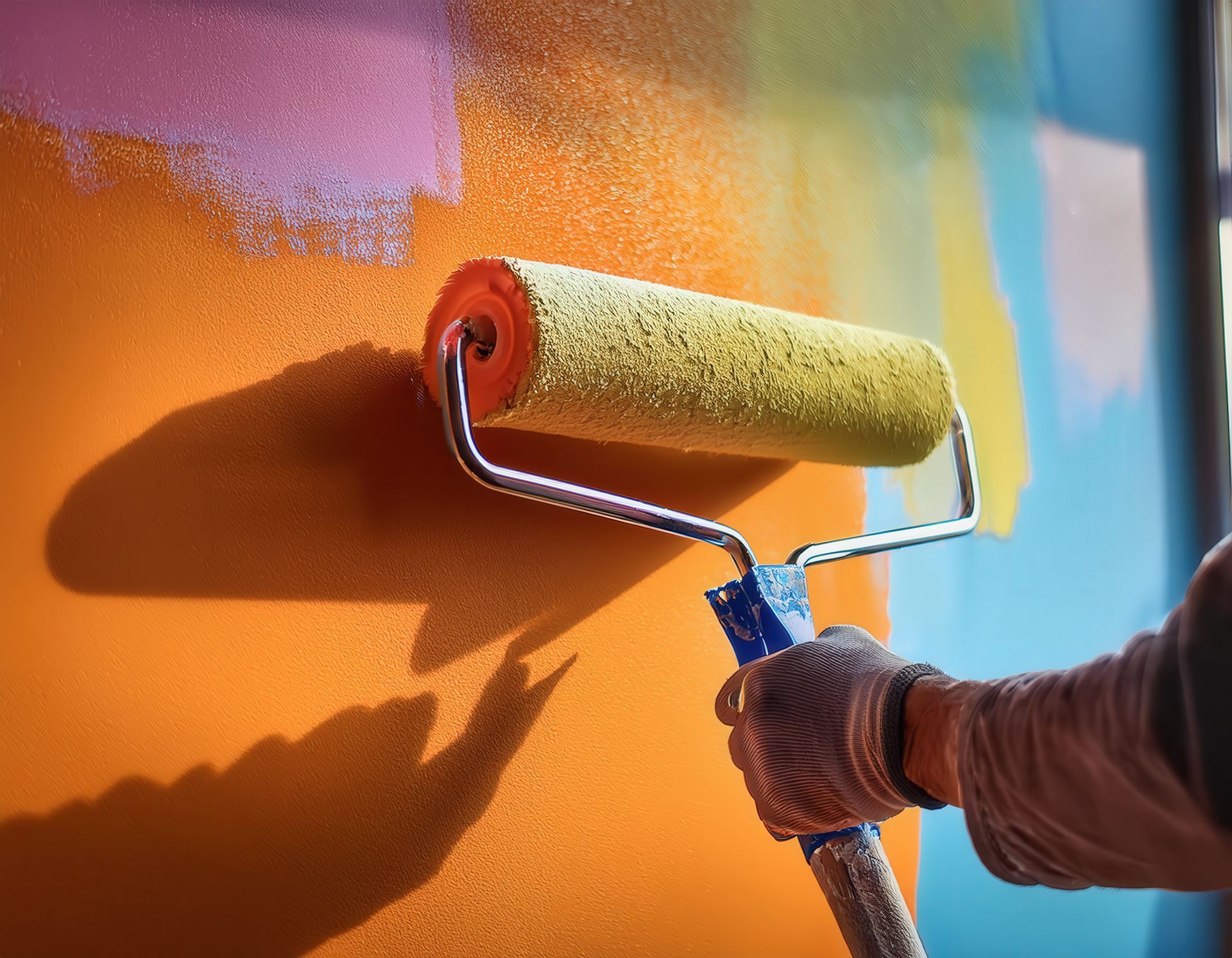 Bild einer bunten Farbrolle, Malerarbeiten