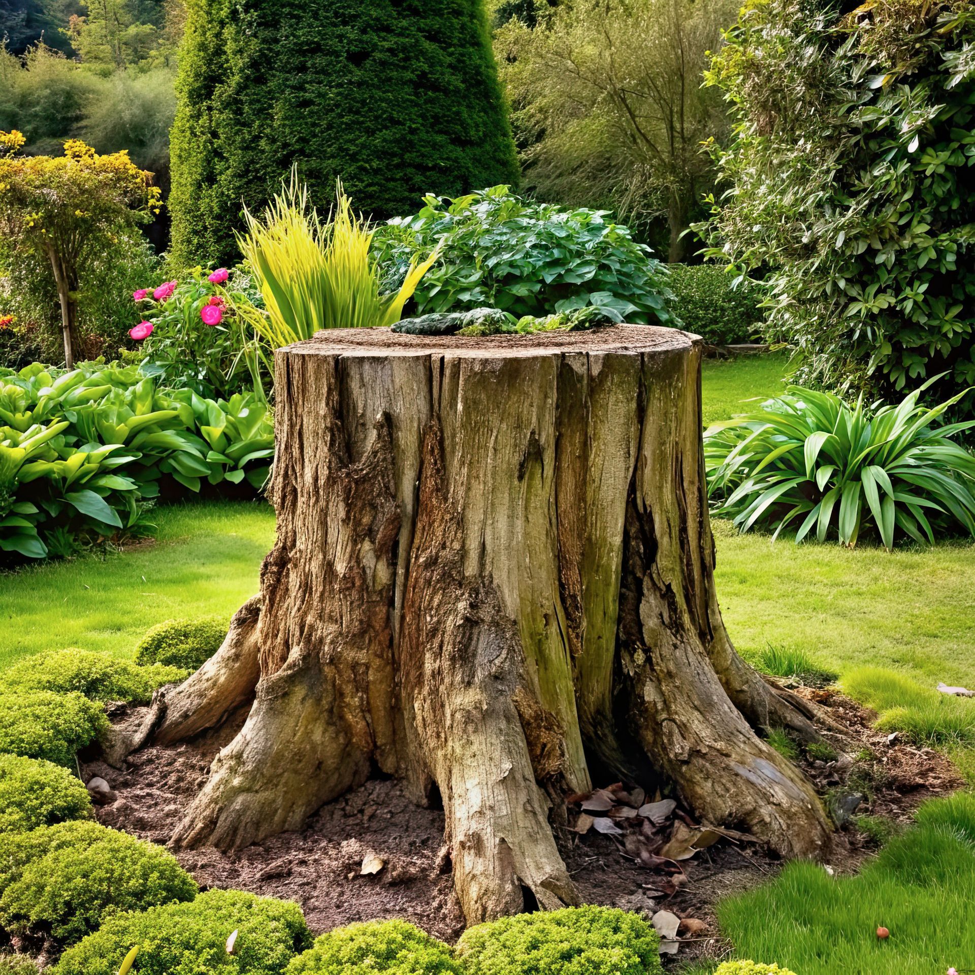 Une souche d'arbre en cours d'arrachage