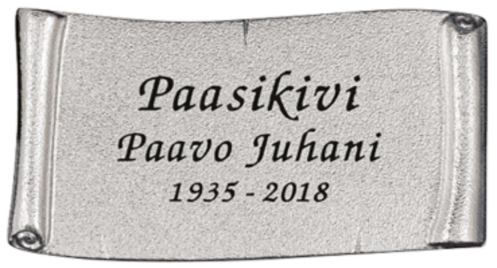 Valettu pergamenttilaatta kaiverretulla tekstill&auml; n:o 4