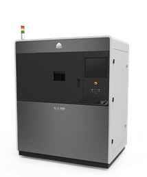 Metall-3D-Drucker, überwiegend grau und schwarz, mit Bedienfeld und Warnleuchten.