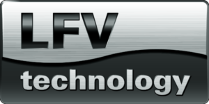 Logo mit „LFV“ über „technology“ auf silber-dunkelgrauem Hintergrund.