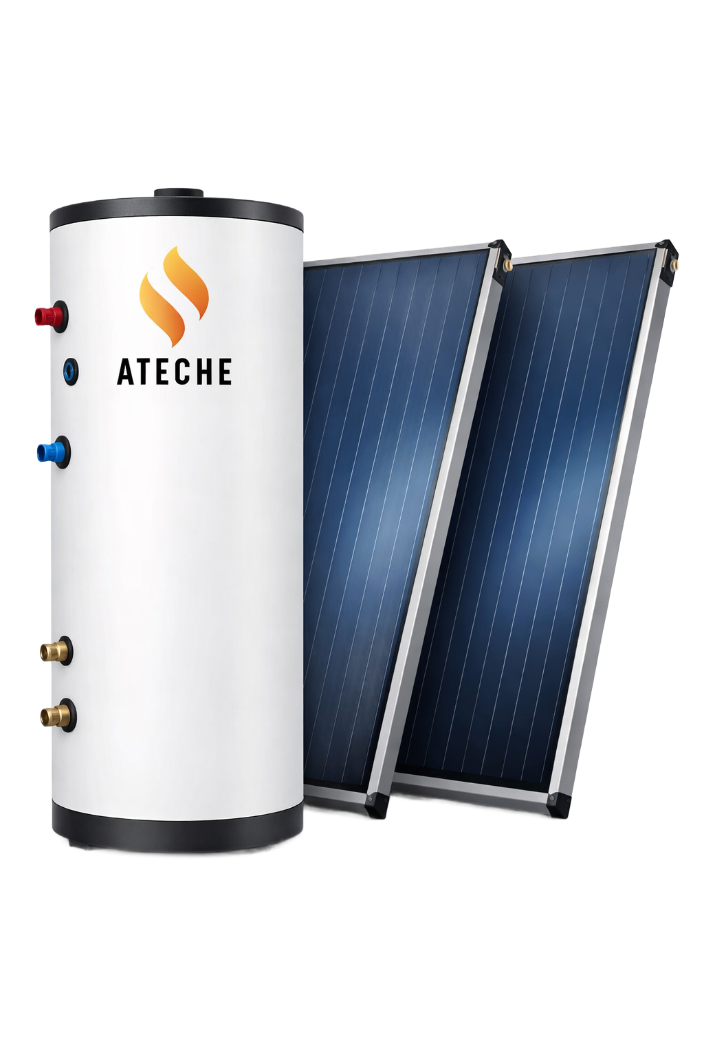 Pompe à chaleur blanche fixée sur un mur de briques près de la pelouse et de la verdure.