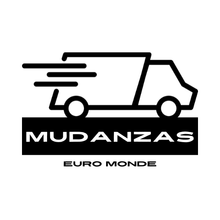 Un logotipo en blanco y negro para una empresa llamada mudanzas euro monde.