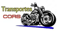 El logotipo de Transportes Cors muestra una motocicleta sobre un fondo blanco.