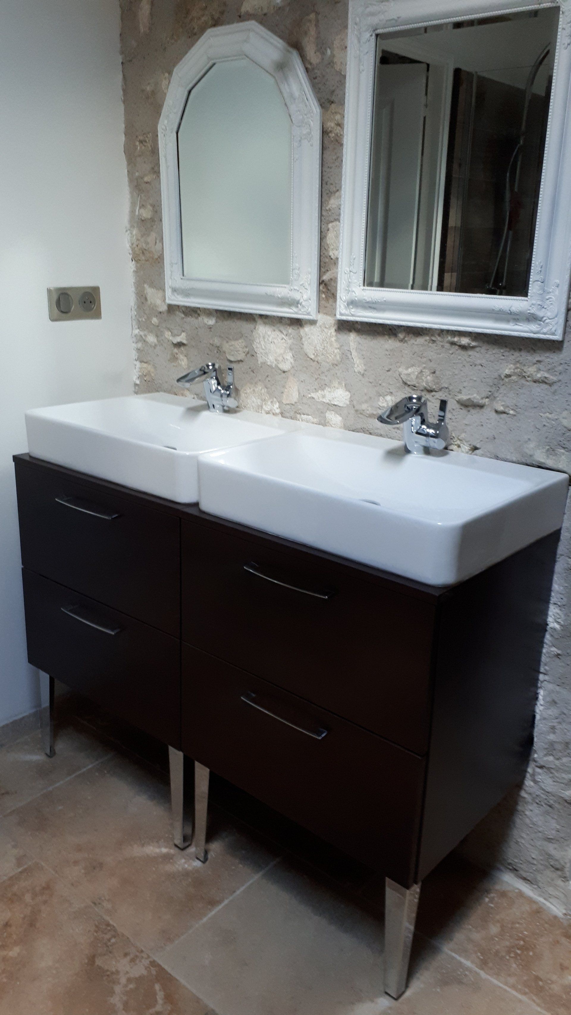 Double meuble vasque noir