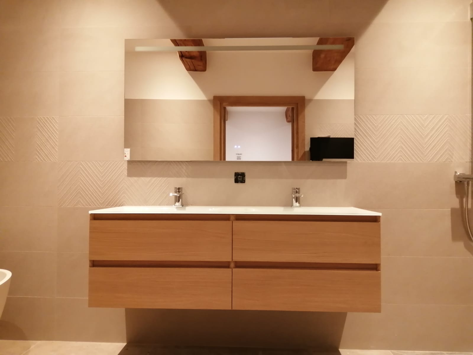 Meuble double vasque en bois 