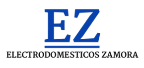 A blue and white logo for electrodomesticos zamora