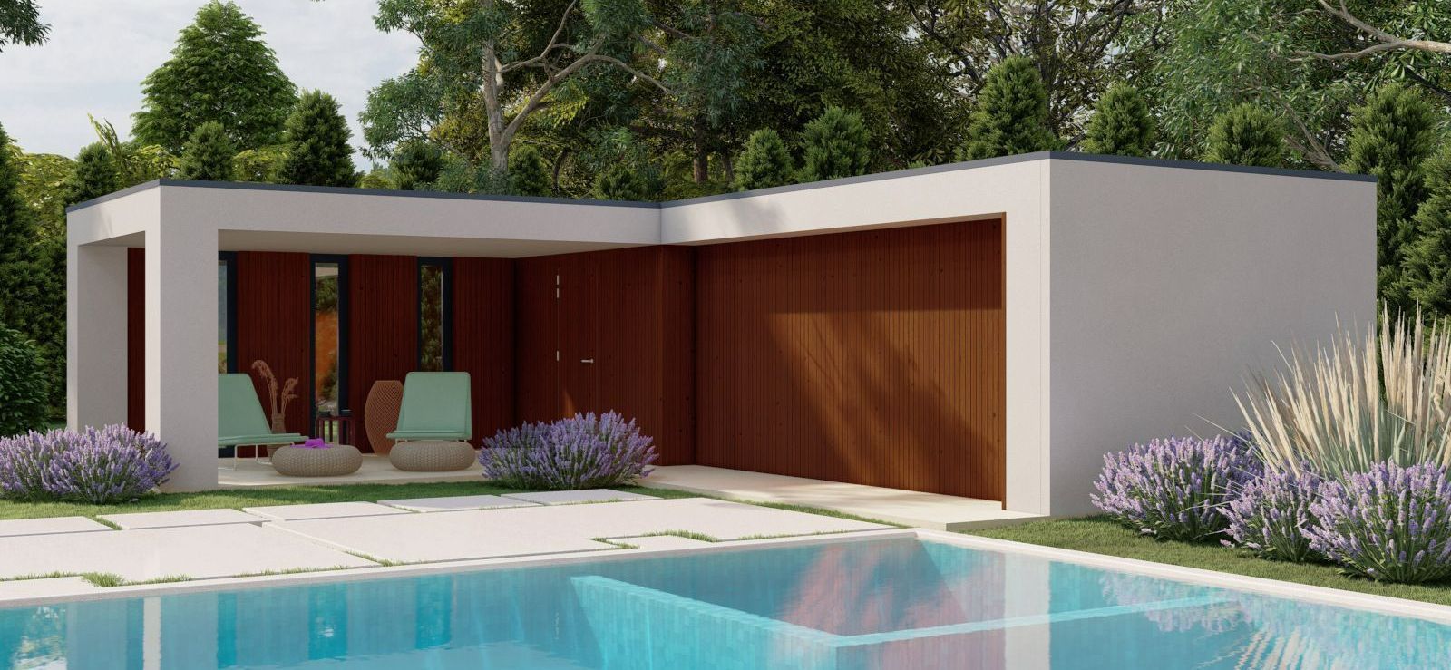 Bureau de jardin avec piscine