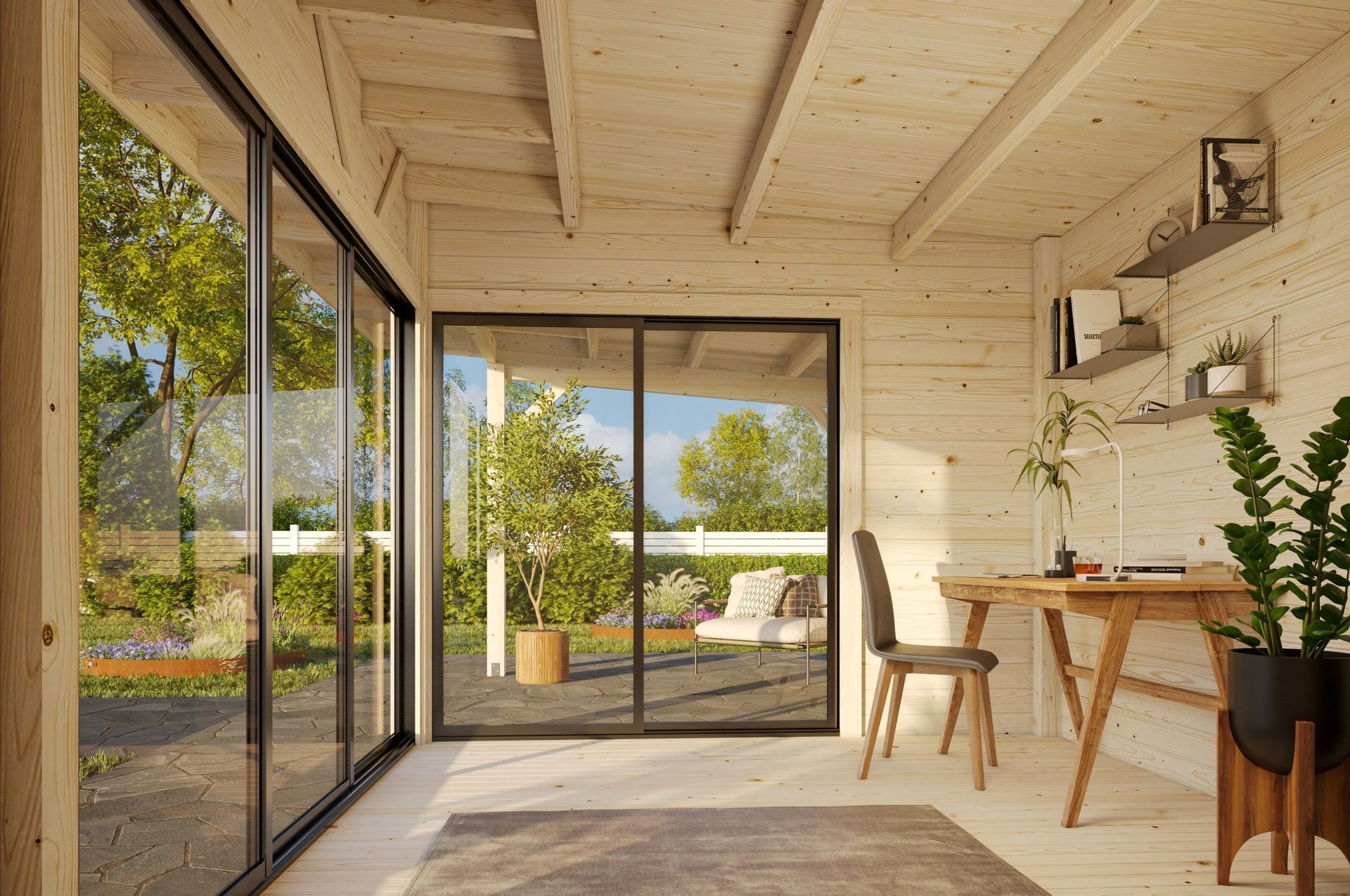 Intérieur d'un bureau de jardin