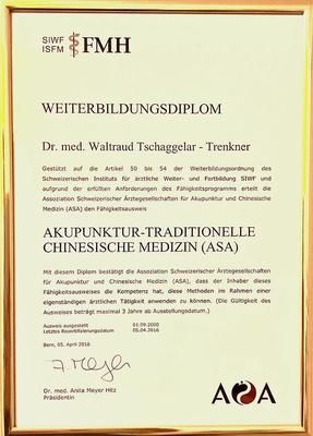 FMH Weiterbildungsdiplom Dr. med. Waldtraud Tschaggelar-Trenkner