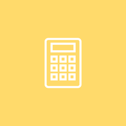 Icono de calculadora blanca sobre fondo amarillo.