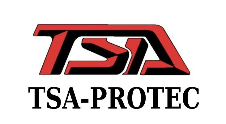 Logo TSA-PROTEC rouge et noir.