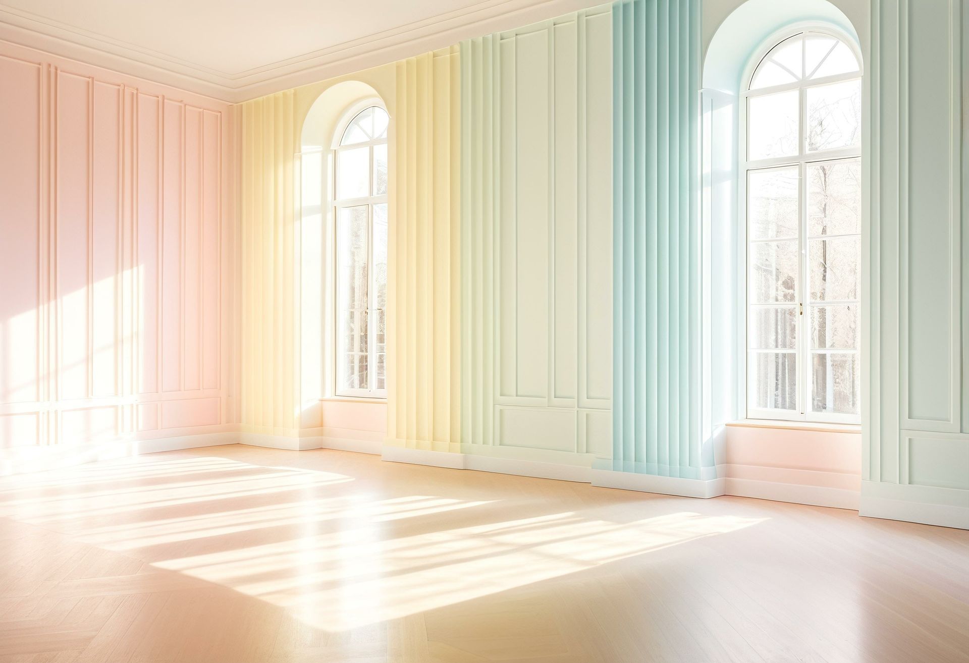 Fenêtres avec cintrage, intérieur d'appartement