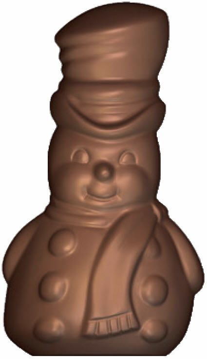 Ein Schokoladenschneemann mit Mütze und Schal