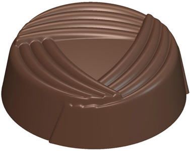 Ein Pralinenbonbon mit einem verdrehten Design darauf