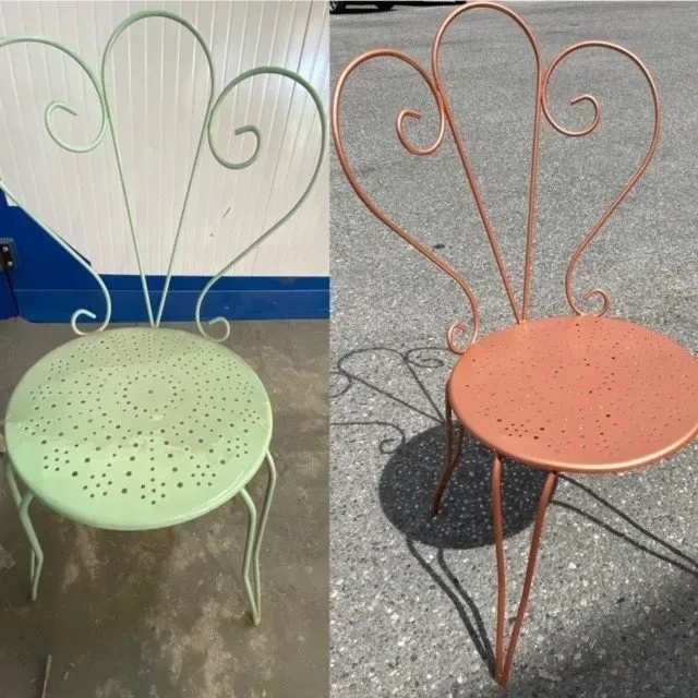 Avant et après thermolaquage sur une chaise