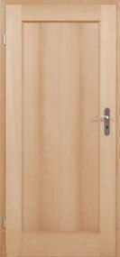 Eine Nahaufnahme einer Holztür mit einem Griff.