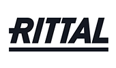RITTAL-Logo in dunkelblauer Schrift mit horizontaler Linie unter dem Text auf weißem Hintergrund.