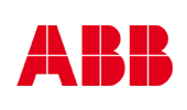 Rotes ABB-Logo mit einem Gittermuster innerhalb der Buchstaben.
